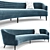 Sleek Long Curve Sofa: 3dsmax 2011 & Obj Formats 3D model small image 2