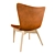 Mater Oak Lounge Chair: Sleek Oak Design with Leather Upholstery 3D model small image 2