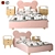 Pink Teddy Single Bed + Julia Grup Nightstand 3D model small image 1