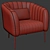Elegant Rose Velvet Armchair 3D model small image 2