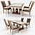 Classic Dining Set: Table & Chairs 3D model small image 1