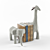 Wool Felt Animal Bookends: Elephant & Giraffe 3D model small image 1