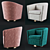 Velvet Swivel Barrel Chair 3D model small image 2