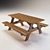 Classic Outdoor Picnic Bench 3D model small image 2