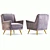 Retro Chic Grey Velvet Armchair 3D model small image 1