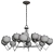 Contemporary Gold Metal Glass Chandelier 3D model small image 2