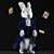 Whimsical White Rabbit Sculpture 3D model small image 1