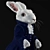 Whimsical White Rabbit Sculpture 3D model small image 2