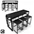 Eos Rectangular Bar Table and Backless Bar Stool Set 3D model small image 1