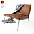 Sleek Steel Lounge Chair 3D model small image 1
