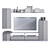 Modern TV Wall Unit with Electronics & Decor 3D model small image 3