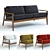 Wood Frame Loveseat: refined mid-century design 3D model small image 1