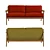 Wood Frame Loveseat: refined mid-century design 3D model small image 2