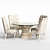 Elegant Upholstered Side Chair & Glass Top Dining Table 3D model small image 1