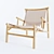 Modern Samurai Lounge Chair: Oak & Leather 3D model small image 3