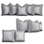 Luxury Canasta Embroidered Pillows Set 3D model small image 3