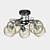 Sleek Metal and Glass Ceiling Chandelier 3D model small image 1