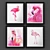 Flamingo Paradise Canvas Art Set 3D model small image 1