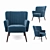 Elegant Velvet Armchair 3D model small image 1