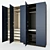 Sleek Dark Wardrobe with Abstract Relief Ornament 3D model small image 1