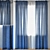 Crushed Blue Voile Curtains | ERICA Collection 3D model small image 1