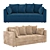 Garda Decor Velvet Sofa 3D model small image 1