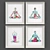 Modern Style Collection: Set of 4 Yoga Prints 3D model small image 2