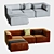 Modular Velvet Sofa Set 3D model small image 2