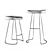 Retro Revival Oak & Iron Stools 3D model small image 3