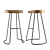 Retro Revival Oak & Iron Stools 3D model small image 4