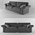 Elegant Gray Classic Sofa 3D model small image 1