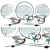 Sea Decor Ceramic Crockery Set 3D model small image 1