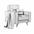 Minimalist Bari Armchair 3D model small image 3