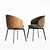 Velvet and Leather Bea Dining Chair - Elegant & Stylish 3D model small image 3