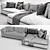 Luxury Minotti Hamilton Sofa & Chaise Lounge 3D model small image 3