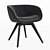 Sleek Scoop Chair: Gold Accent & Matte Black Finish 3D model small image 3