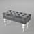 Luxurious Handcrafted Gray Velvet Banquette: Barlett 3D model small image 1