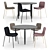 Langue Stack Velvet Chairs + Oku Round Table 3D model small image 1