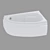 Elegant Asymmetric Bathtub: Joanna 160x95, Right 3D model small image 1