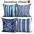 Blue Stripe Outdoor Pillow - Indigo Blue 3D model small image 1