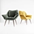 Elegant Velvet Armchair 3D model small image 1