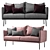 Elegant Samt-Sofa Ivy - Luxuriöses 2-Sitzer 3D model small image 1