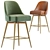 Mid-Century Leather Counter Stool 3D model small image 1