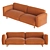 Elegant Velvet Sofa 3D model small image 1