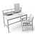Sleek Alivar Scribe Desk & Ester Chair Set 3D model small image 3