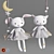 Rabbit and Cat Plush Swing Toy: A Whimsical Playtime Delight 3D model small image 1