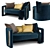 Luxury Velvet Armchair with Armrests 3D model small image 1