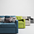 Cozy Indi Sofa with Cushions 3D model small image 1
