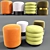 Stylish Poufs Set for Home Decor 3D model small image 1