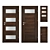 Amber Optim Interior Doors: Classic Dark Walnut Finish 3D model small image 1